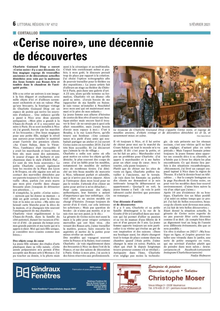 Publication journal Littoral Région - Cerise Noire