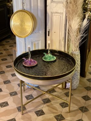 plateau berbère et trépied gold cerise noire