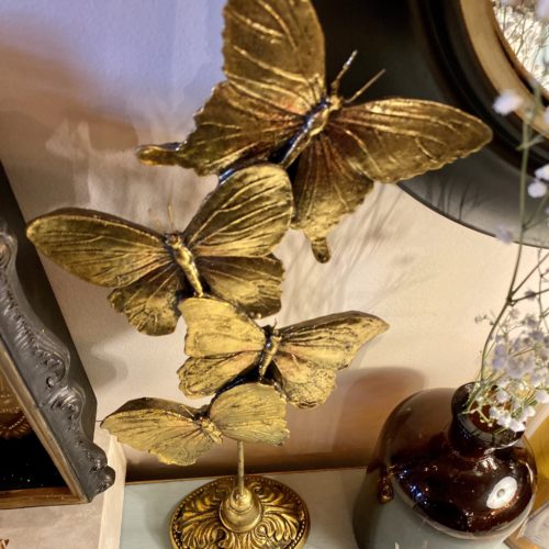 socle papillons cerise noire