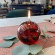 lampe a huile sphere ambre cerise noire