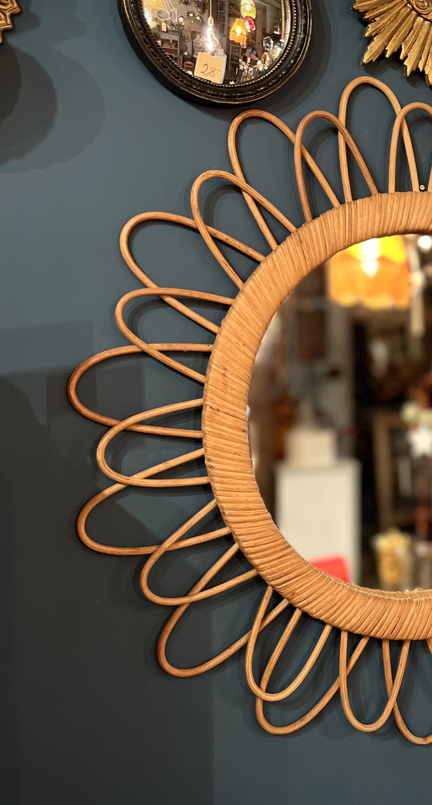 miroir soleil vintage cerise noire