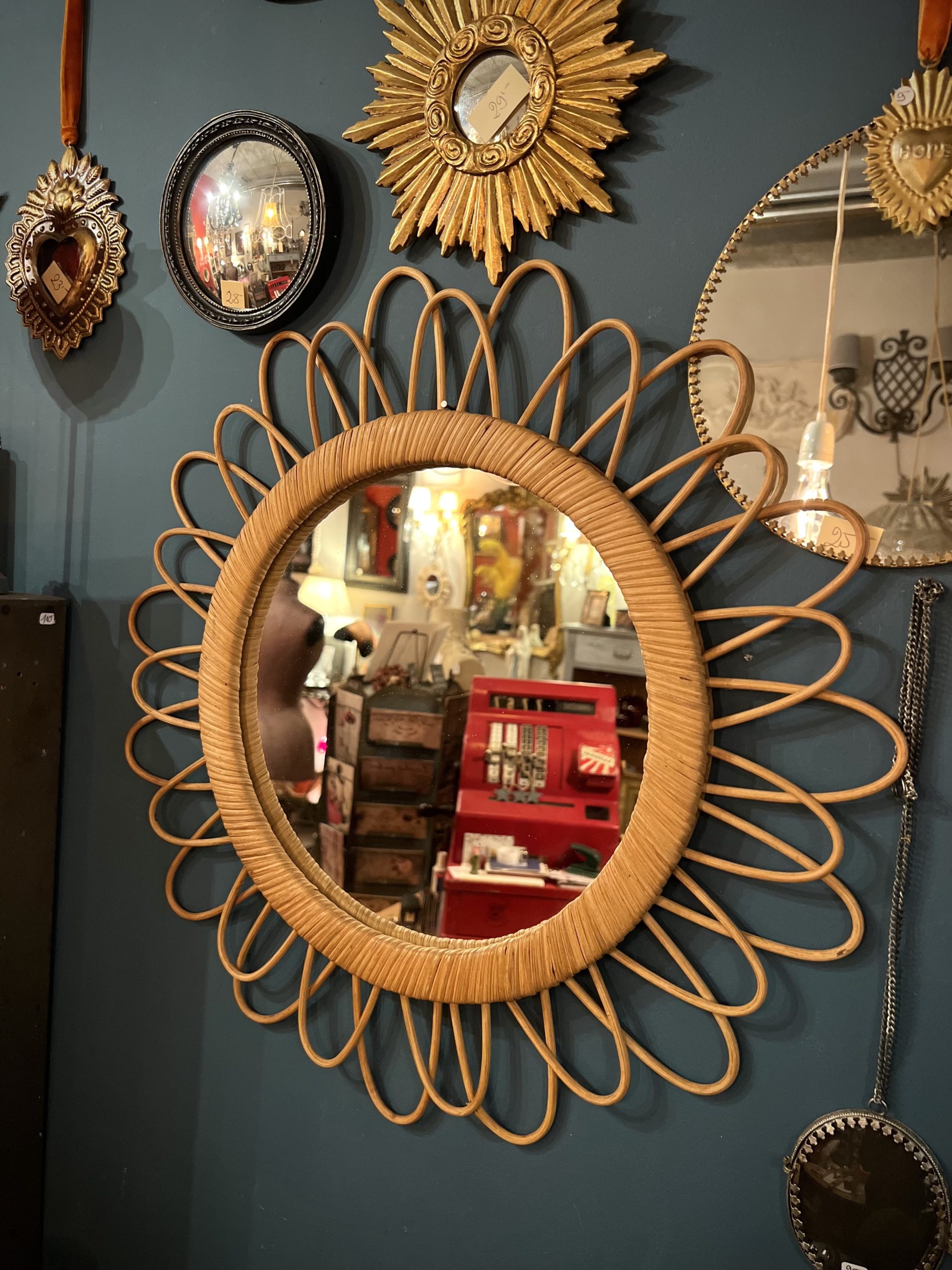 miroir soleil vintage cerise noire